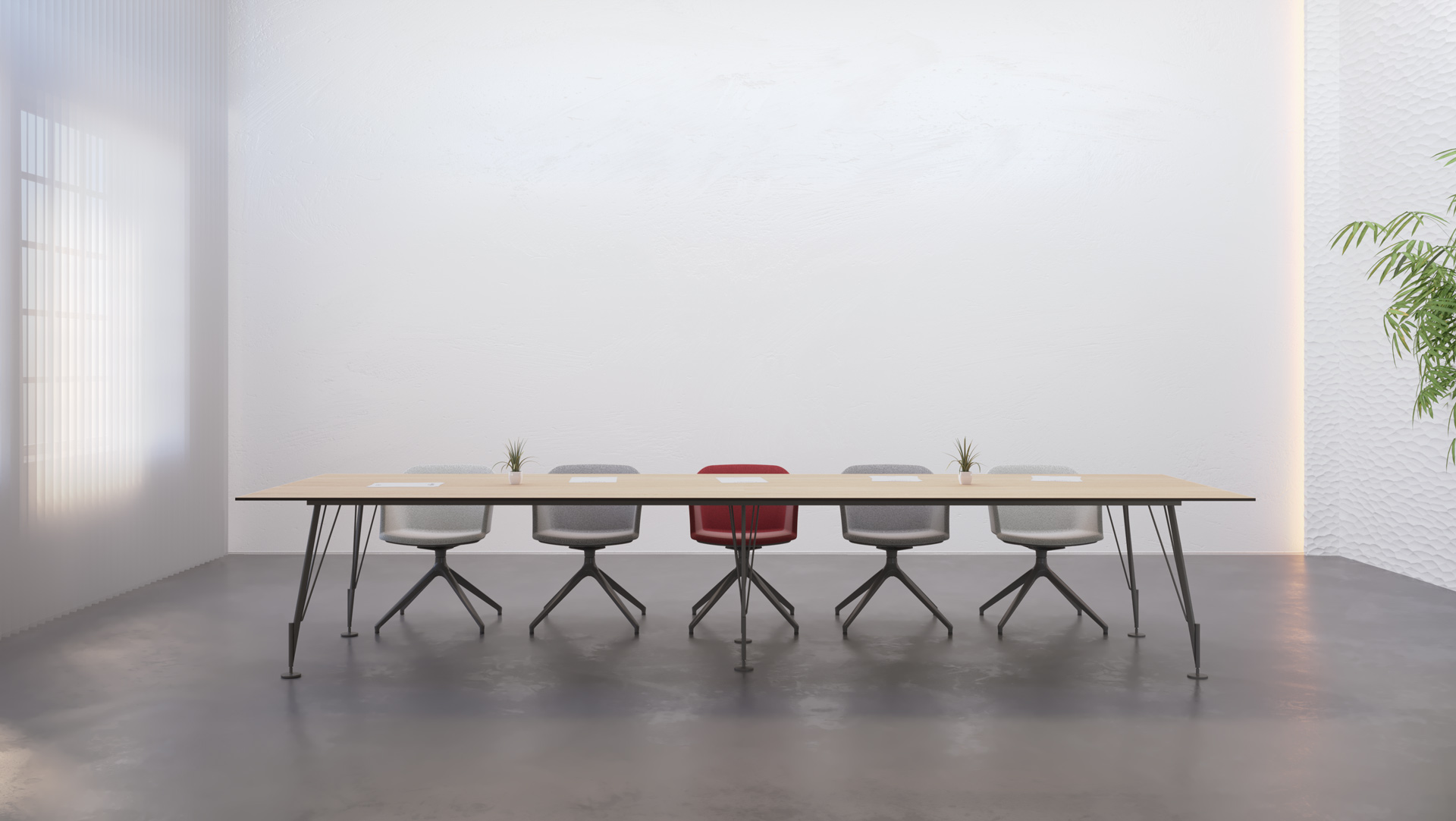 Mesa de reunión Heos con sillas de colores - Limobel Inwo